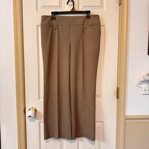 Roz & Ali Women's Dress Pants Size 14 P Brown Beige Straight Leg Flat Front